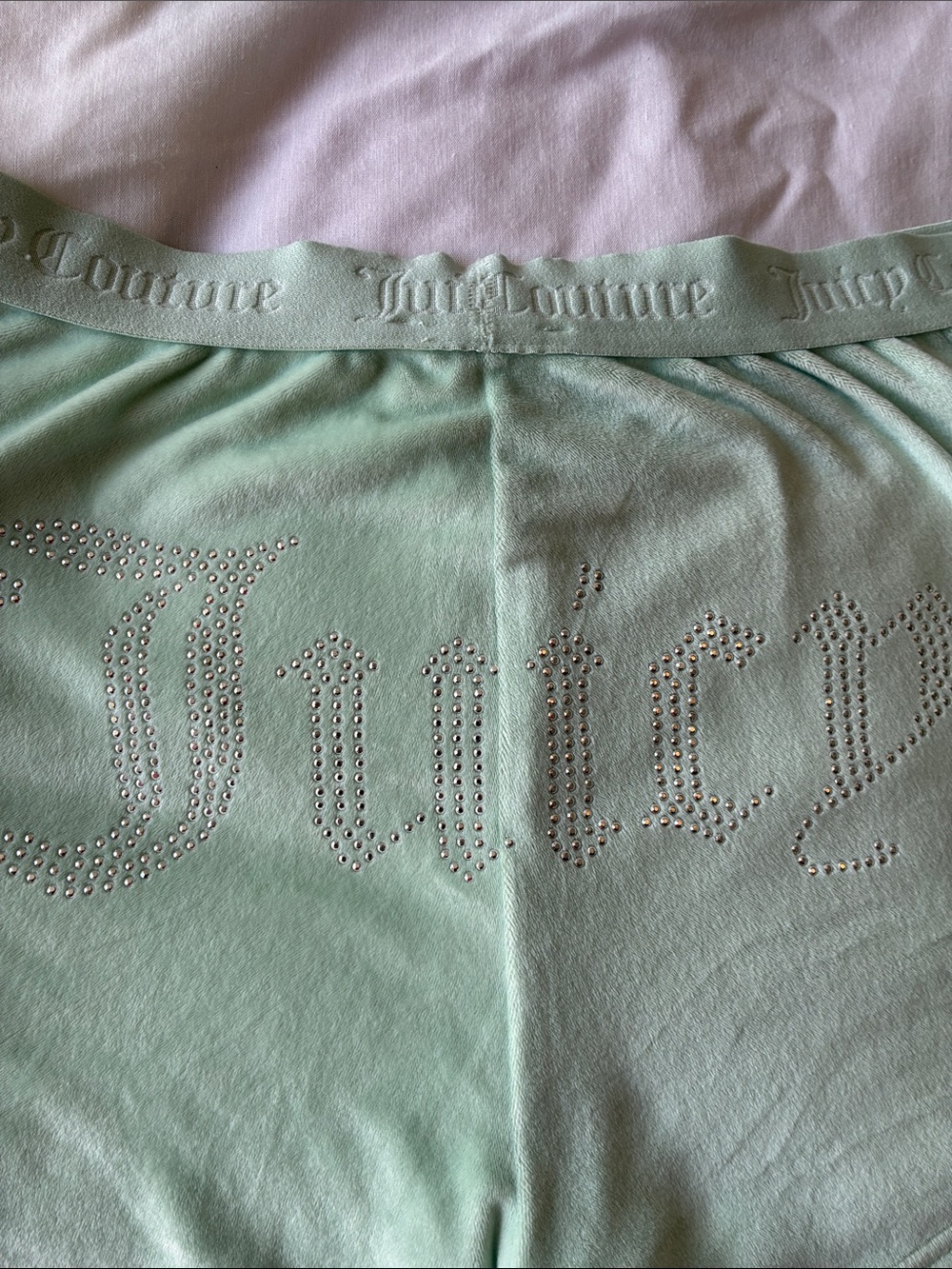 Juicy Couture Rhinestone Logo Sleep shorts size xl mint green
